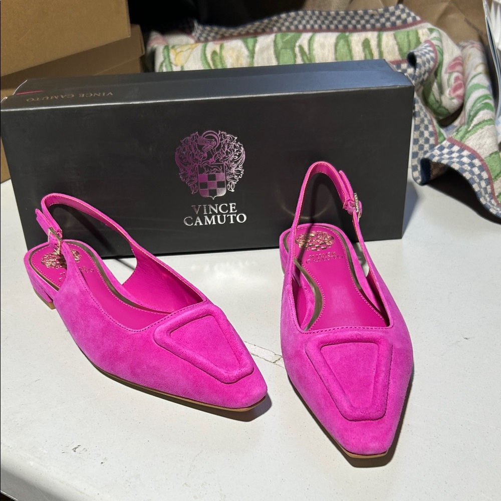 Vince Camuto Women's Bright Pink Suede Slingback Flats